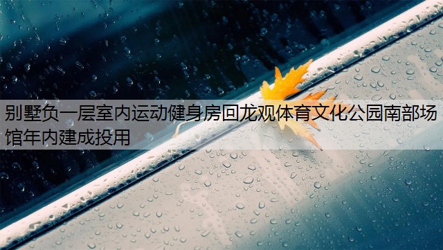 别墅负一层室内运动健身房回龙观体育文化公园南部场馆年内建成投用